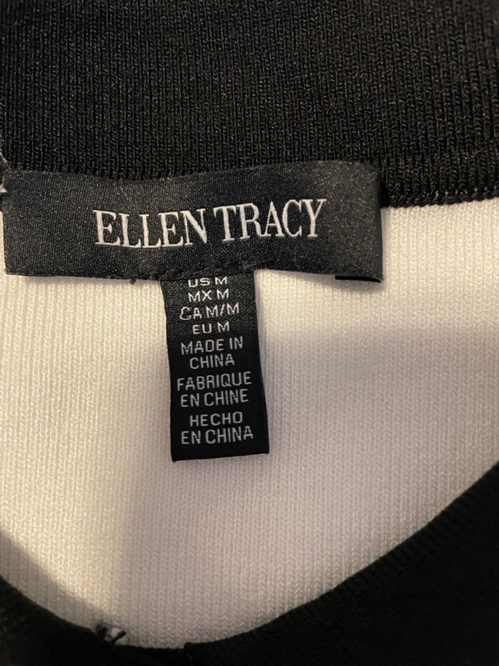 Ellen Tracy Light Cream and Black Short-Sleeve Knit Cardigan - Picture 6 of 7